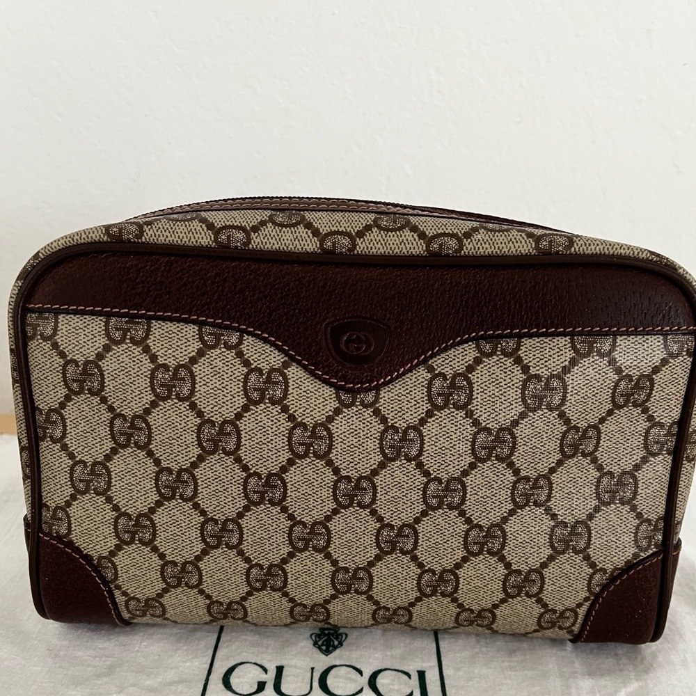 Vintage Gucci GG Supreme Cosmetic Clutch Accessory Collection Late 70s-Early 80s